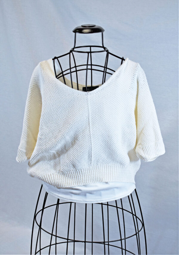 Italian Collo Largo Knit Sweater in Winter White
